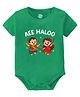 Baby Buzz Navratri Theme 100% Cotton Knit Half Sleeves Aee Haloo Text Printed Onesie - Green