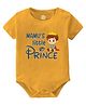Baby Buzz 100% Cotton Knit Family Theme Half Sleeves Mamus Little Prince Text Printed Onesie - Yellow