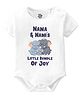 Baby Buzz 100% Cotton Knit Family Theme Half Sleeves Nana & Nanis Little Bundle Of Joy Text Printed Onesie - White