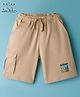 Arias Cotton Knit Knee length  Shorts with Pocket & Wander Text Print - Beige