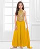 Ministitch Cotton Silk Woven Sleeveless Floral Embroidered & Sequins Embellished Crop Top & Palazzo With Dupatta Set - Yellow