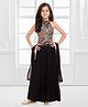 Ministitch Cotton Silk Woven Sleeveless Floral Embroidered & Sequins Embellished Crop Top & Palazzo With Dupatta Set - Black