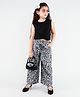 Ministitch Cotton Modal Woven Sleeveless Top & Leopard Printed Palazzo Set - Grey