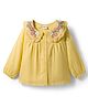 Babyhug 100% Cotton Knit Full Sleeves Top with Floral Embroidery - Yellow