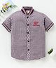 Rikidoos Half Sleeves Gingham Checked Shirt - Purple