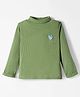Little Kangaroos Fleece Knit Full Sleeves Winter T-Shirt with Sequined Heart Design - Light Green