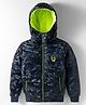 Junior Killer Full Sleeves Camouflage & Ninja Printed Detachable Hood Detailed Heavy Winter Jacket - Navy Blue