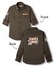 Junior Killer Full Sleeves Typography Back Printed Slim Fit Shirt - Olive Green