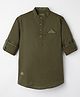 Junior Killer Full Sleeves Solid Slim Fit Kurta Style Shirt - Olive Green
