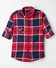 Junior Killer Full Sleeves Windowpane Checked Slim Fit Shirt - Red