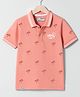 Junior Killer Half Sleeves Trees Printed Polo Tee - Peach