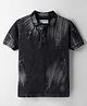 Junior Killer Half Sleeves Paint Marks Printed Polo Tee - Black