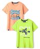 Junior Killer Pack Of 2 Half Sleeves Sports Car & Typography Printed Tees - Peach