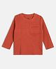 MINI KLUB Cotton Blend Knit Textured Full Sleeves Solid Tee - Rust