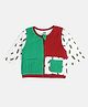 MINI KLUB Cotton Blend Knit  Full Sleeves Colour Blocked Light Winter Jacket - White & Green