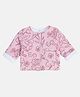 MINI KLUB Cotton Blend Knit Full Sleeves Floral Printed Light Winter Jacket - Pink
