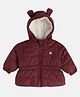 MINI KLUB Woven Full Sleeves Solid Heavy Winter Hooded Jacket - Burgundy