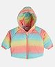 MINI KLUB Cotton Woven Full Sleeves Solid Heavy Winter Hooded Ombre Jacket - Blue & Pink
