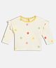 MINI KLUB Cotton Knit Full Sleeves Polka Dots Printed Top - White