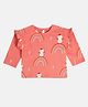MINI KLUB Cotton Knit Full Sleeves Rainbow Printed Top - Peach