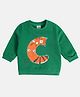 MINI KLUB Cotton Blend Knit Full Sleeves Cat Printed Light Winter Sweatshirt - Green