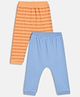 MINI KLUB Cotton Knit Pack Of 2 Abstract Printed & Solid Pajamas - Orange & Blue