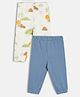 MINI KLUB Cotton Knit Pack Of 2 Solid & Jungle Theme Printed Pajamas - White & Blue