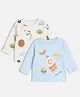 MINI KLUB Cotton Knit Pack Of 2 Space Theme Printed Tees - Blue & Off White