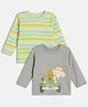 MINI KLUB Cotton Knit Pack Of 2 Full Sleeves Animal Printed & Striped Tees - Grey & Green