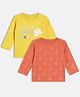 MINI KLUB Cotton Knit Pack Of 2 Full Sleeves Animal Printed Tees - Rust & Yellow