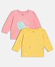 MINI KLUB Cotton Knit Pack Of 2 Full Sleeves Planets & Clouds  Printed Tops - Yellow & Pink