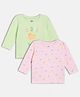 MINI KLUB Cotton Knit Pack Of 2 Full Sleeves Daddy Little Girl Text & Planet Printed Tops - Green & Pink