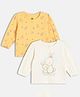 MINI KLUB Cotton Knit Pack Of 2 Full Sleeves Animals & Typography Printed Tops - Yellow & Off White