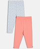 MINI KLUB Cotton Knit Pack Of 2 Solid & Floral Pinted Leggings - Blue & Pink