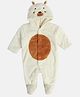 MINI KLUB Cotton Knit Full Sleeves Animal Designed Hooded Sleepsuit - White