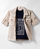 Rikidoos Full Sleeves Solid Ribbed Shirt With Tee - Off White & Navy Blue