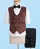 Rikidoos Full Sleeves Solid 3 Piece Party Suit Set With Bow - White & Black