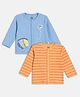 MINI KLUB Cotton Knit Pack Of 2 Full Sleeves Cartoon & Abstract Printed Jhablas - Blue & Orange