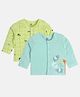 MINI KLUB Cotton Knit Pack Of 2 Full Sleeves Doodle Art & Animal Printed Jhablas - Blue & Green