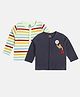 MINI KLUB Cotton Knit Pack Of 2 Full Sleeves Striped & Cartoon Printed Jhablas  - Navy Blue & White