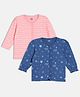 MINI KLUB Cotton Knit Pack Of 2 Full Sleeves Typography & Stars Printed Jhablas - Blue & Pink