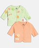 MINI KLUB Cotton Knit Pack Of 2 Full Sleeves Planets Printed Jhablas - Green & Peach
