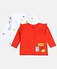 MINI KLUB Cotton Knit Pack Of 2 Full Sleeves Typography & Stars Printed Frill Detailed Jhablas - Red & White