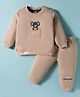 Mini Taurus Cotton Knit Full Sleeves Winter Wear Night Suit With Bear Embroidery - Blue