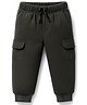 Mini Taurus Looper Knit Full Length Solid Color Track Pants with Pockets - Dark Green