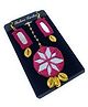 SKD Navratri Theme Mirror Work Detailed Maang Teeka & Earring Set - Pink
