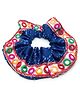 SKD Navratri Theme Embroidery Mirror Work Detailed Scrunchie - Blue
