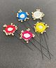 SKD Navratri Theme Set Of 5 Mirror Work Detailed Ghungri Embellished Hair Pins - Multi Colour