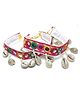 SKD Navratri Theme Mirror Work Detailed Anklets - White. & Red