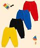 KUCHIPOO Cotton Blend Knit Pack Of 4 Solid Pajamas - Black Blue Red & Yellow